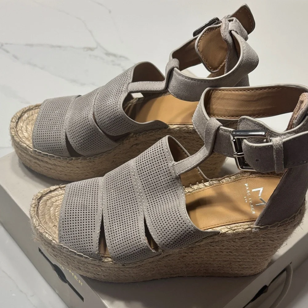 Marc Fisher Light Gray Wedge Sandals